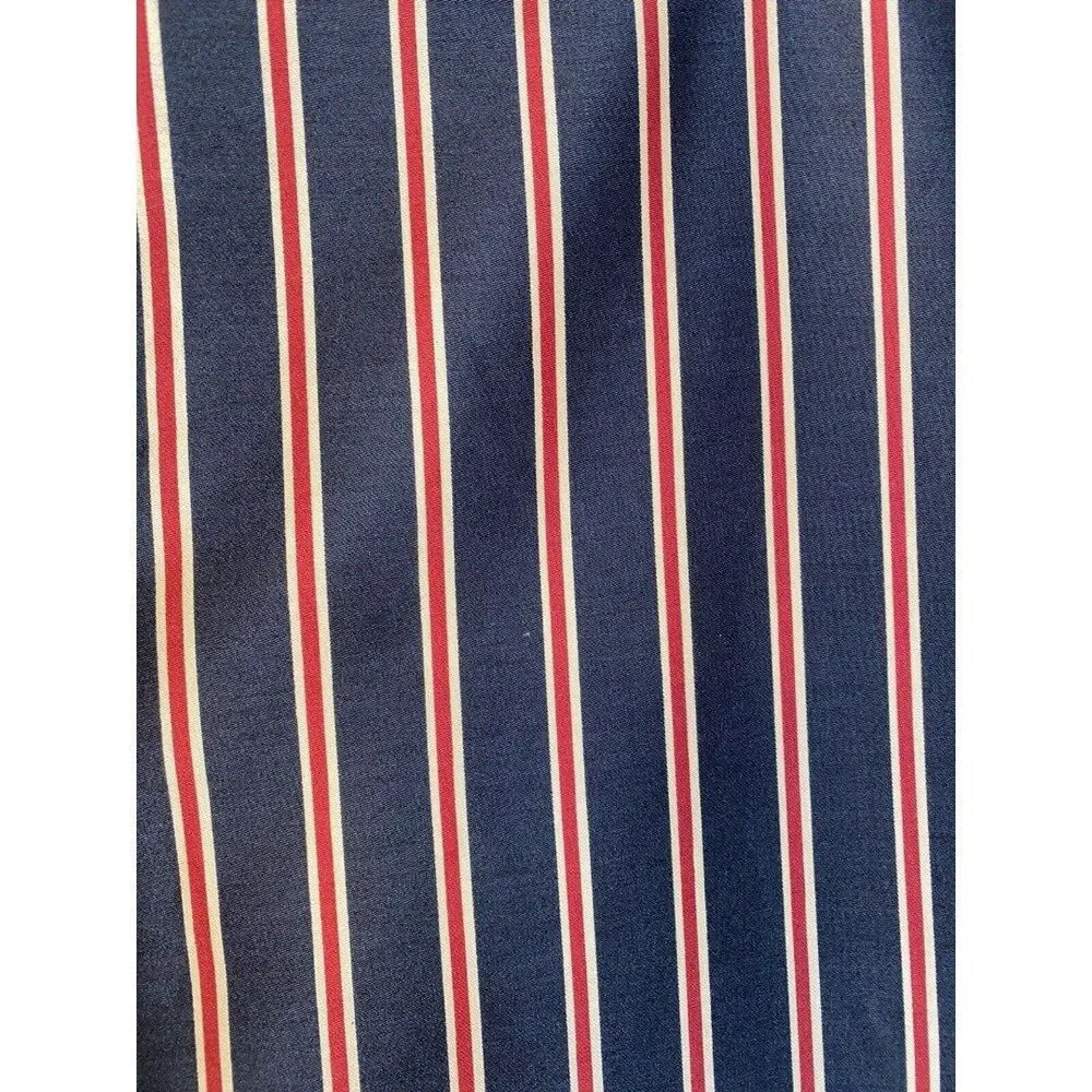 Royal Sateen Black Curtain Panels 40x84 Black with Burgundy and Tan Stripes
